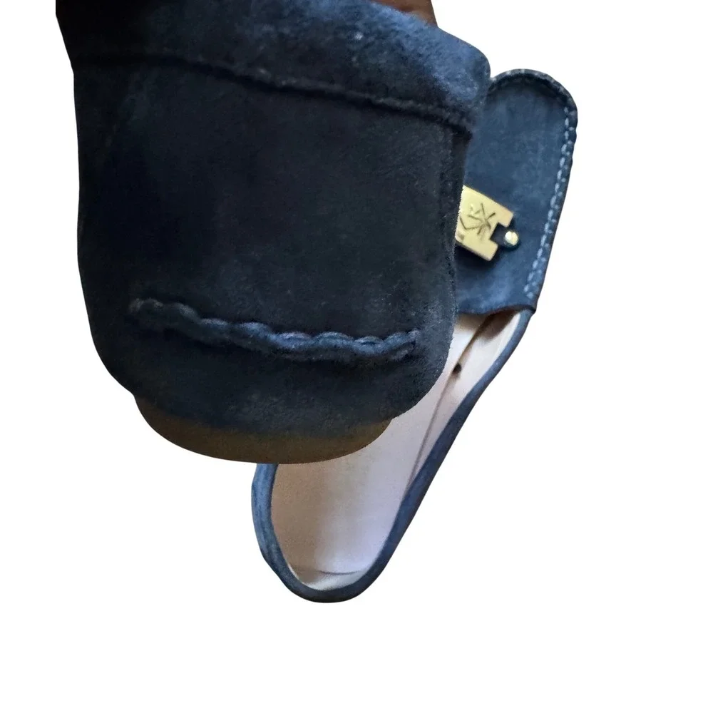 Kate Spade Blue Navy Suede Flat‎ Loafers Driving Mocassins Shoes Gold Hardware 8